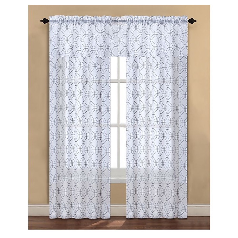 🆕 2 Arratez Sheer Window Curtain Panels & Valance